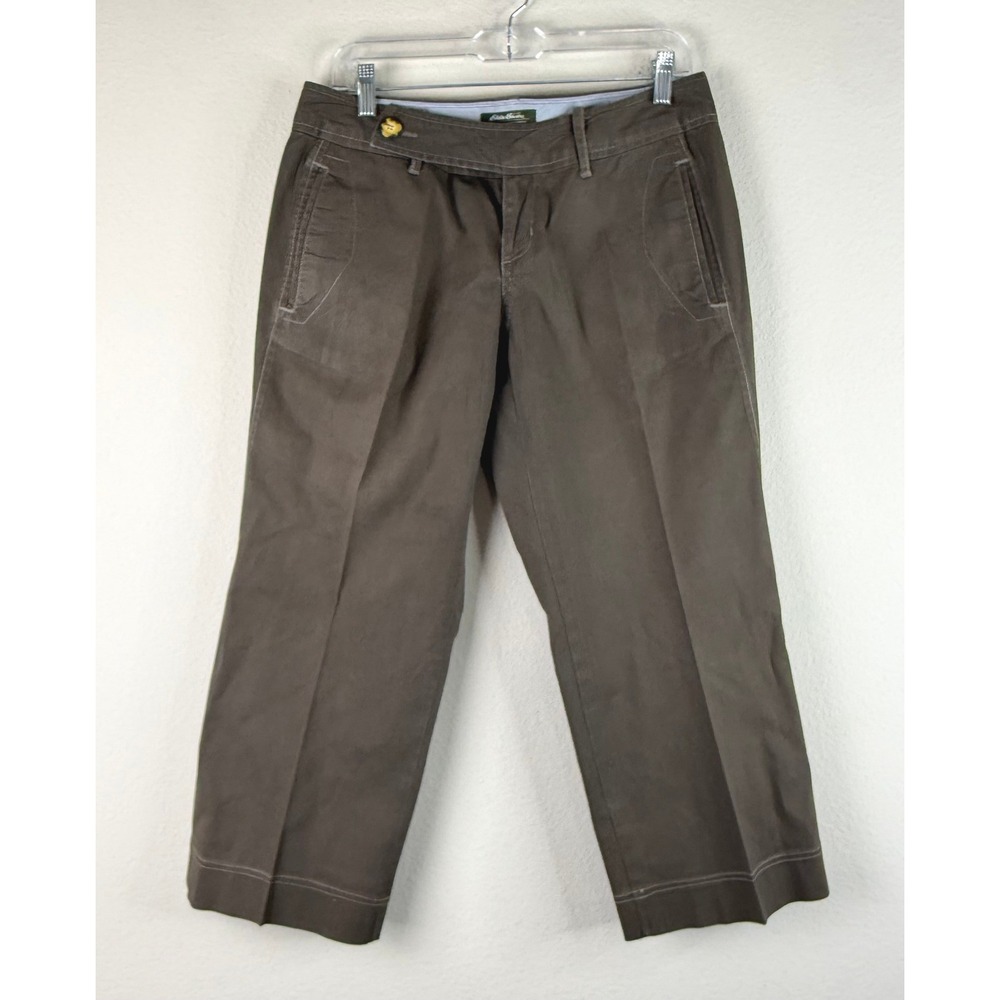 Eddie Bauer Pants Womens 4P Vashon Fit Brown Cropped Utility Stretch Chino